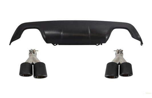 Heckdiffusor Mit Universellem Dual-Twin-Endschalldämpfer Carbon Passend Für BMW 5er E60 E61 (2003-2010) Sport M-Technik Design KITT