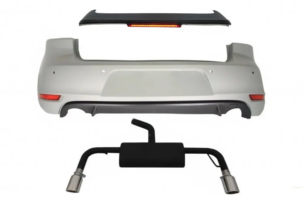 Heckschürze Dachspoiler Mit LED Bremslicht Passend Für VW Golf 6 VI (2008-2012) Und Auspuffanlage GTI Design KITT