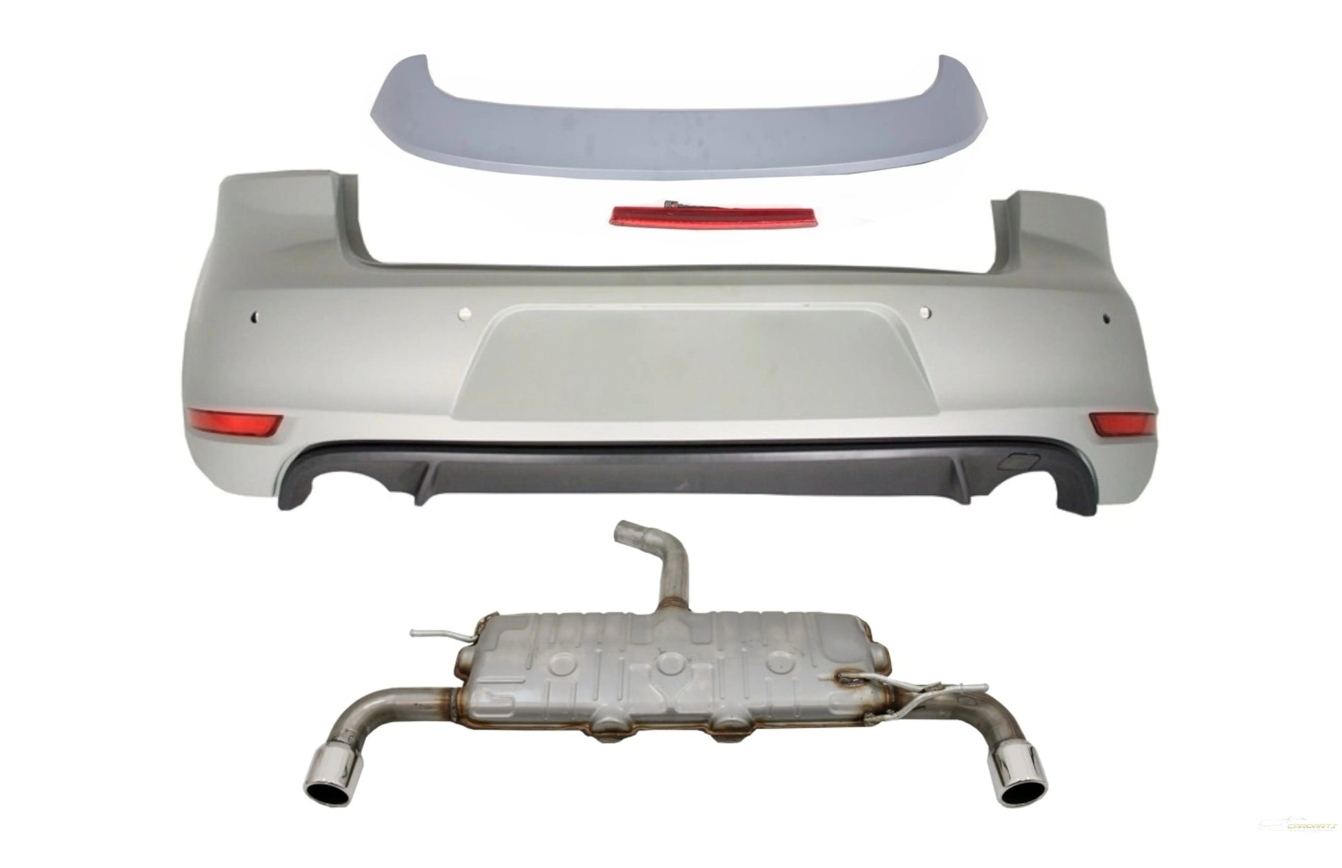 Heckschürze Dachspoiler Mit LED Bremslicht Passend Für VW Golf 6 VI (2008-2012) Und Auspuffanlage GTI Design KITT