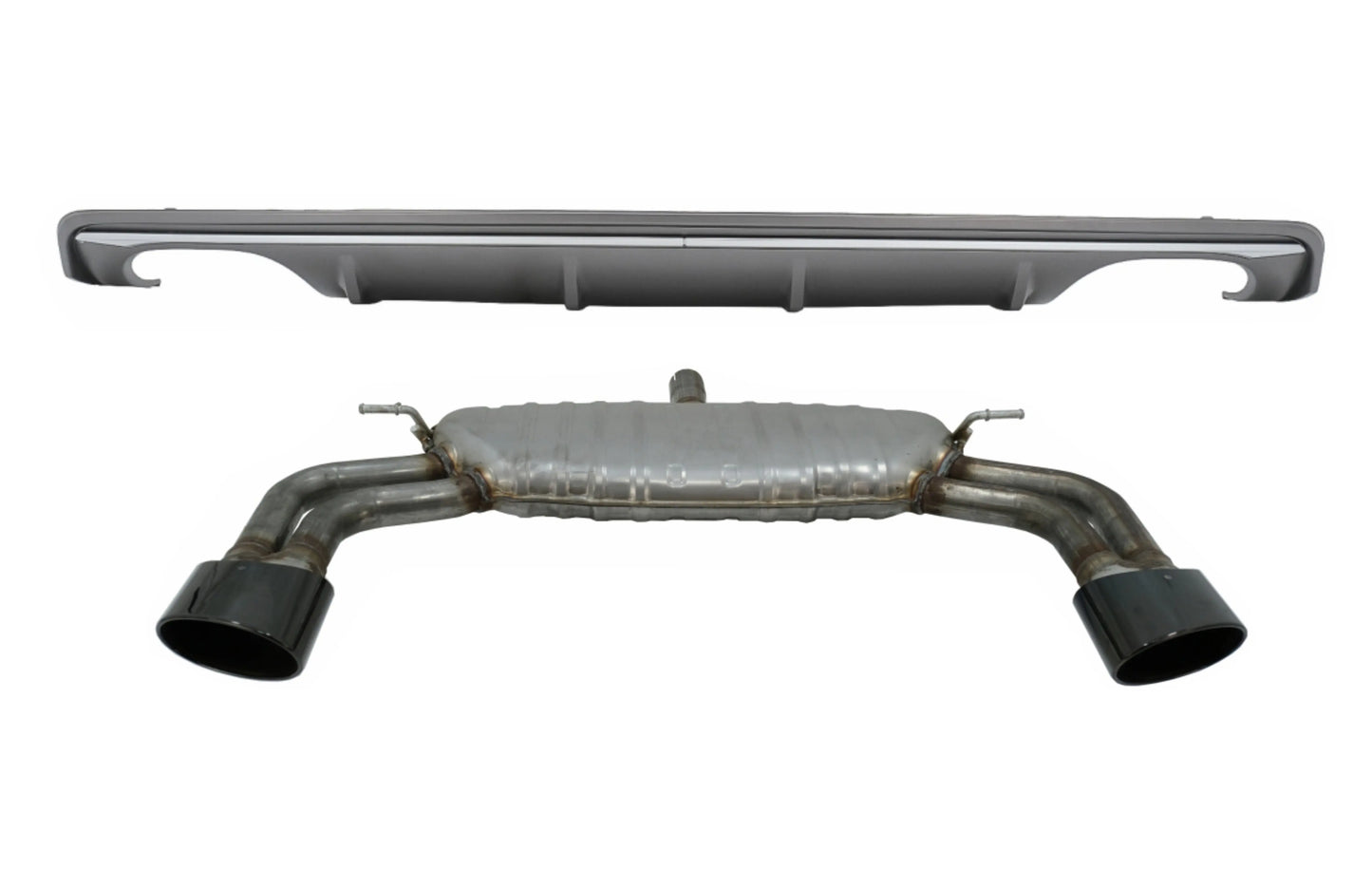 Heckschürze Diffusor Mit Abgasanlage Piano Black Passend Für Audi A3 8V Limousine (2012-2015) S3 Design Nur Für Serienstoßstange KITT