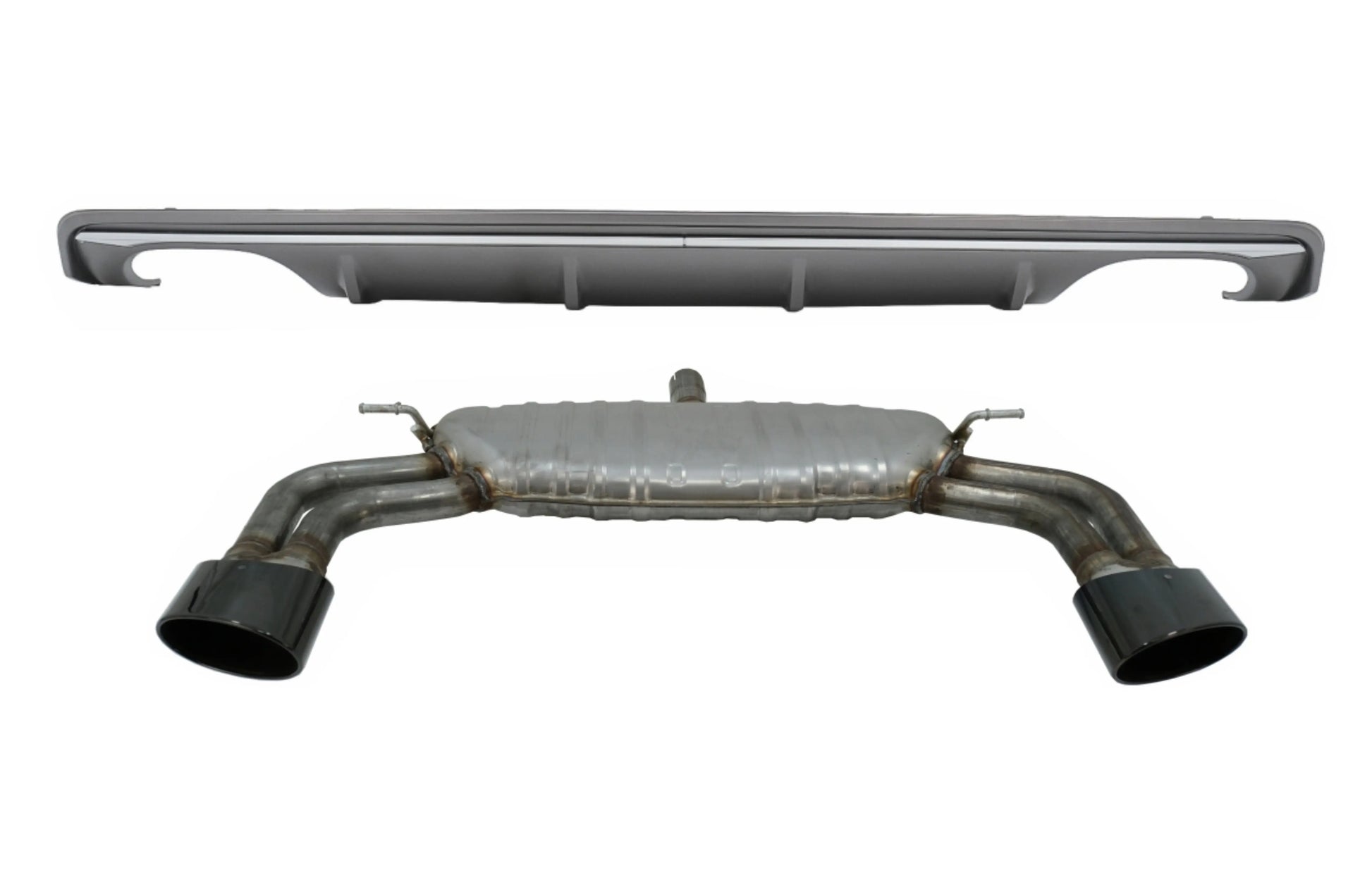 Heckschürze Diffusor Mit Abgasanlage Piano Black Passend Für Audi A3 8V Limousine (2012-2015) S3 Design Nur Für Serienstoßstange KITT