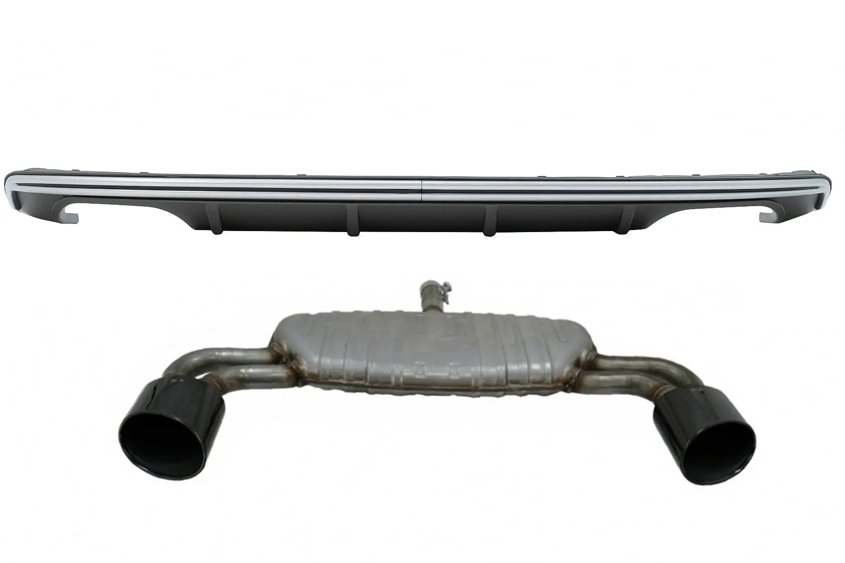 Heckschürze Diffusor Mit Abgasanlage Schwarz Passend Für Audi A3 8V Hatchback Sportback (2012-2015) S3 Design KITT