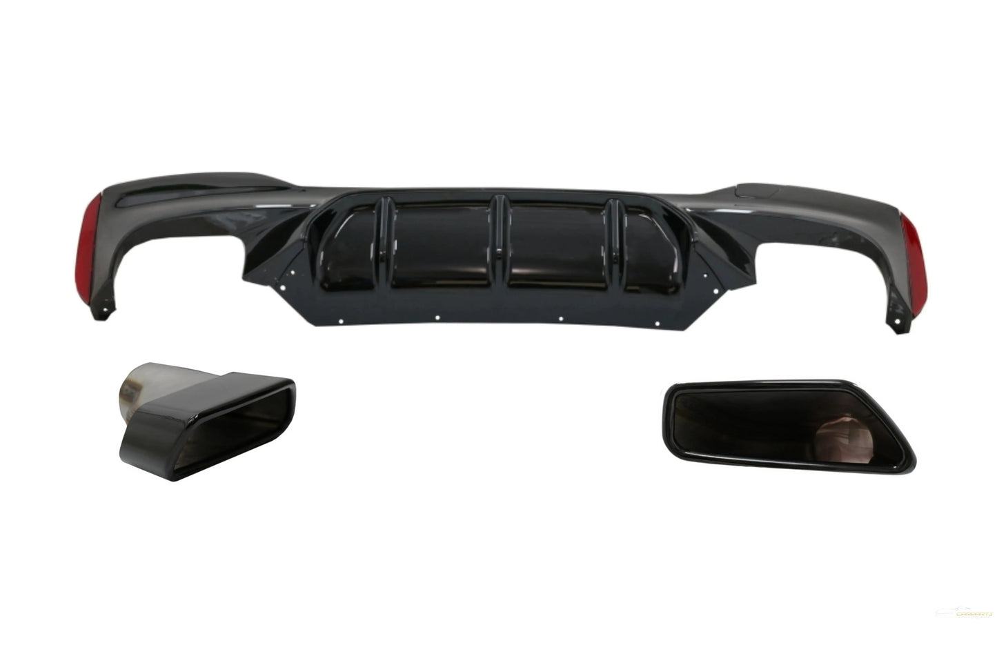 Heckschürze Diffusor Mit Endschalldämpfer Schwarz Passend Für BMW 5er G30 G31 Limousine Touring (2017) M5 Design KITT