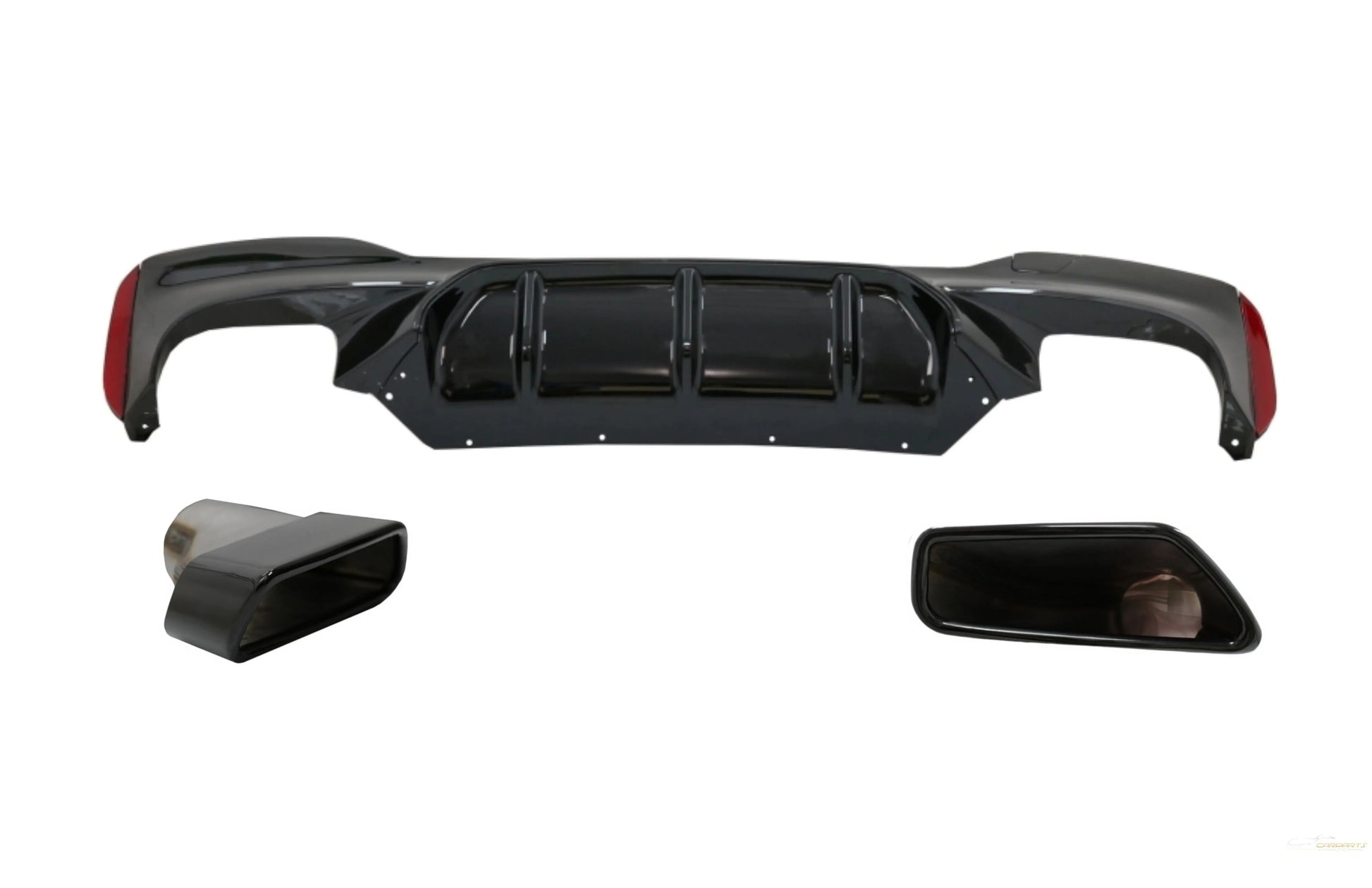 Heckschürze Diffusor Mit Endschalldämpfer Schwarz Passend Für BMW 5er G30 G31 Limousine Touring (2017) M5 Design KITT