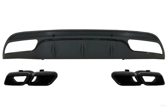 Heckschürze Diffusor Passend Für Mercedes C-Klasse W205 S205 (2014-2020) Mit Endschalldämpfer C63 Design Nur Für Sport Pack Black Edition KITT
