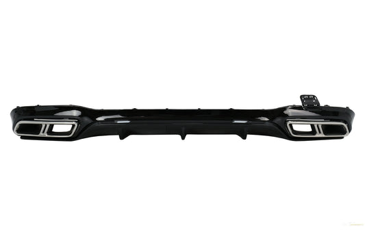 Heckschürze Luftdiffusor Schwarz Mit Auspuffendrohren Chrom Passend Für Mercedes E-Klasse W213 (2016-Up) E63s Design KITT