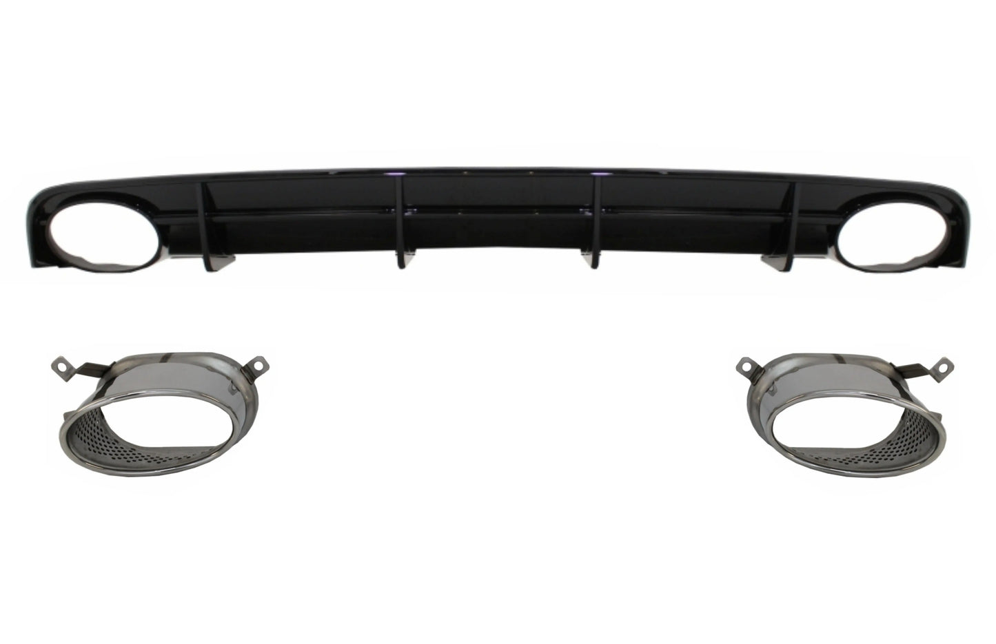 Heckschürze Volant Diffusor Und Endrohre Passend Für Audi A6 4G Facelift (2015-2018) RS6 Design Schwarz Nur S-Line Stoßstange KITT