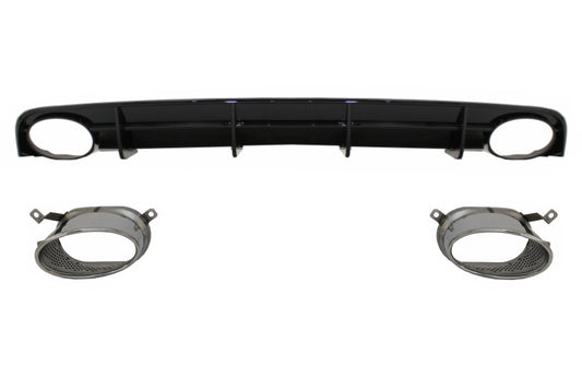 Heckschürze Volant Diffusor Und Endrohre Passend Für Audi A6 4G Facelift (2015-2018) RS6 Design Schwarz Nur S-Line Stoßstange KITT