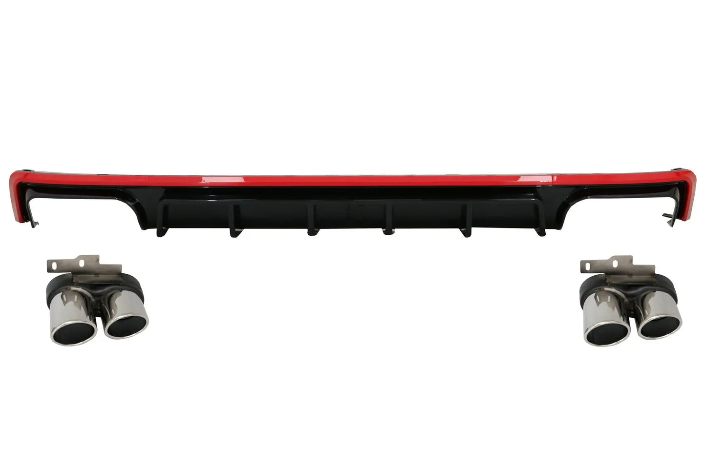 Heckschürze Volant Diffusor & Endrohre Passend Für Audi A6 C8 4k Avant Limousine (2018) S6 Design Rot KITT