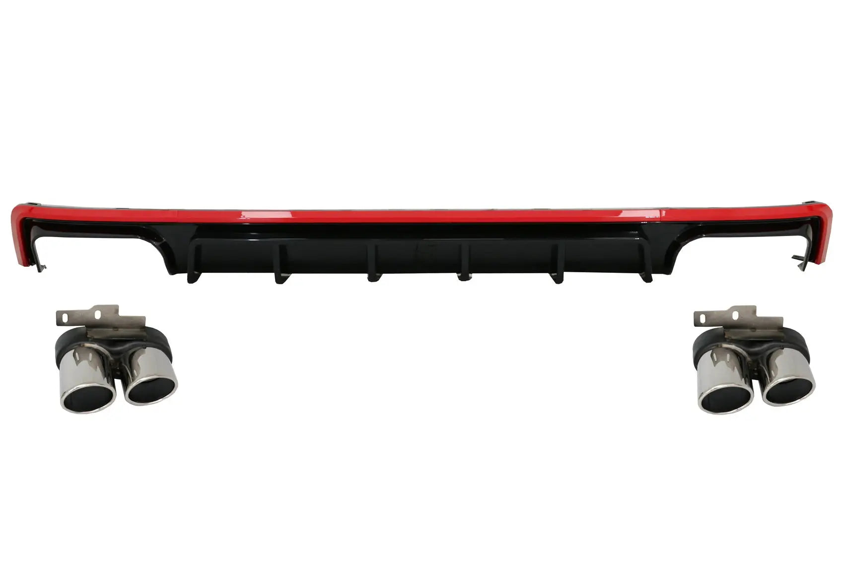 Heckschürze Volant Diffusor & Endrohre Passend Für Audi A6 C8 4k Avant Limousine (2018) S6 Design Rot KITT