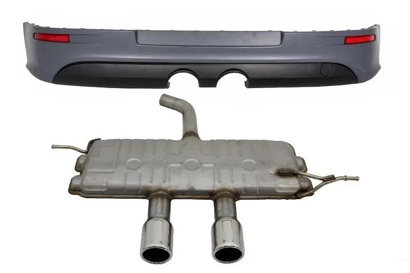 Heckschürzenansatz Passend Für VW Golf 5 V (2003-2007) R32 Look Und Komplette Abgasanlage Ab Kat KITT