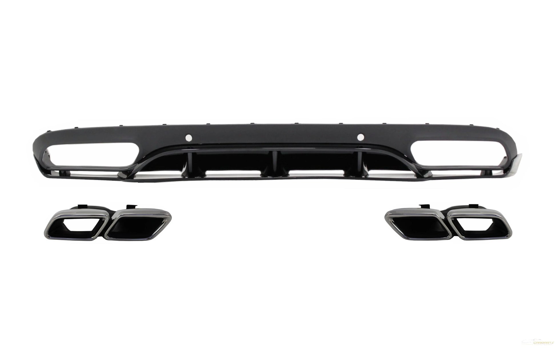 Heckschürzendiffusor Mit Auspuffendrohren Passend Für Mercedes C-Klasse C205 A205 Coupé Cabriolet (2014-2019) C63 Edition 1 Design Schwarz KITT