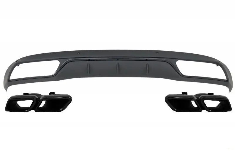 Heckschürzendiffusor Mit Endschalldämpfer Passend Für Mercedes C-Klasse W205 S205 (2014-2018) C63 Look Shadow Black Nur Für Standardstoßstange KITT