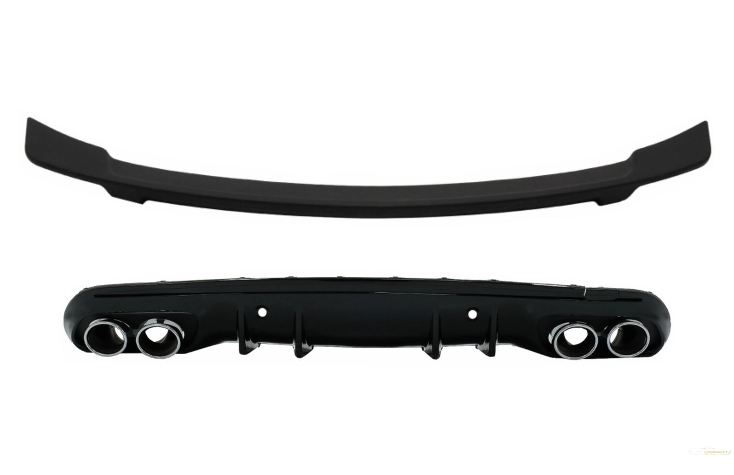 Heckschürzendiffusor Mit Endschalldämpfer Und Heckspoiler Mattschwarz Passend Für Mercedes C-Klasse W205 S205 AMG Sport Line (2014-2020) C43 Design KITT