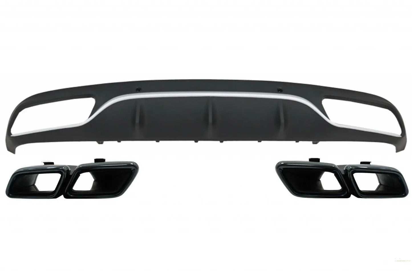 Heckschürzendiffusor Mit Schwarzen Auspuffendrohren Passend Für Mercedes C-Klasse C205 A205 Coupé Cabriolet (2014-2019) C63 Design KITT