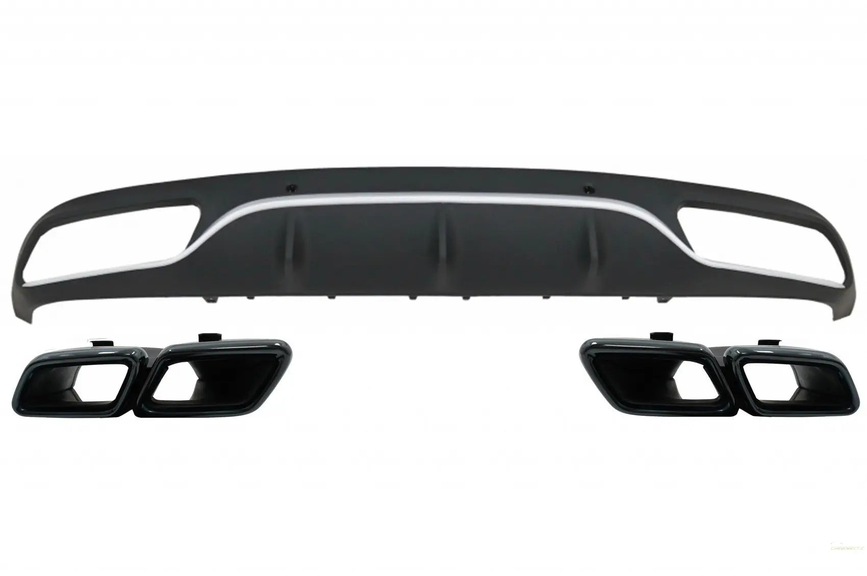 Heckschürzendiffusor Mit Schwarzen Auspuffendrohren Passend Für Mercedes C-Klasse C205 A205 Coupé Cabriolet (2014-2019) C63 Design KITT