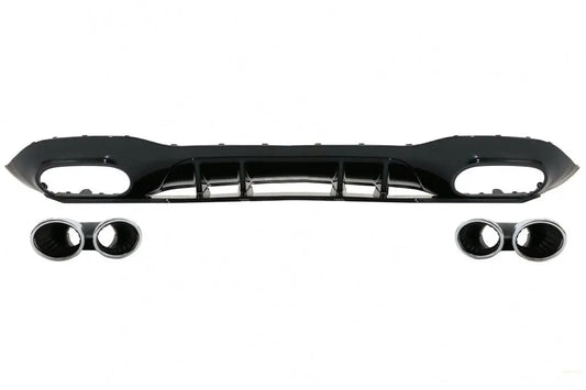 Heckschürzendiffusor Mit Verchromtem Auspuff Und Spiegelkappen Passend Für Mercedes A-Klasse W177 Fließheck (05.2018) KITT