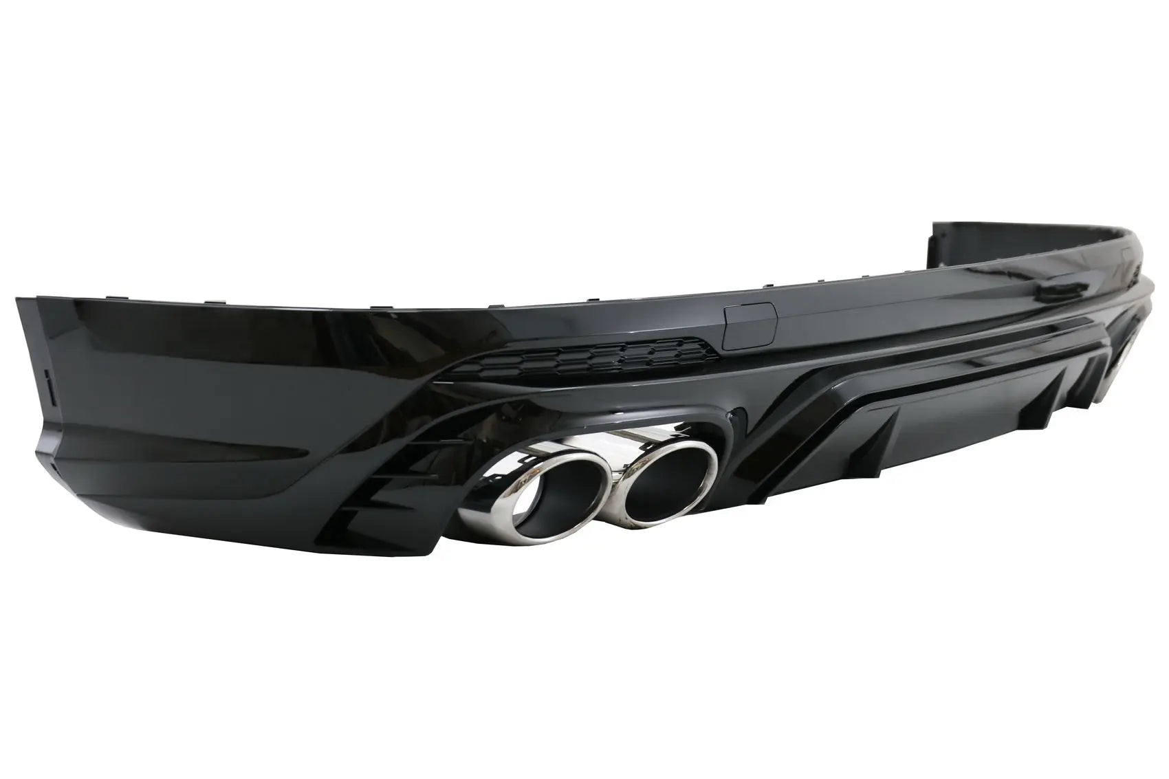 Heckschürzenspoiler Volant Diffusor Doppelauslass Passend Für Audi Q5 SUV Fy S-Line (2018-2020) Mit Silbernen Endrohren KITT