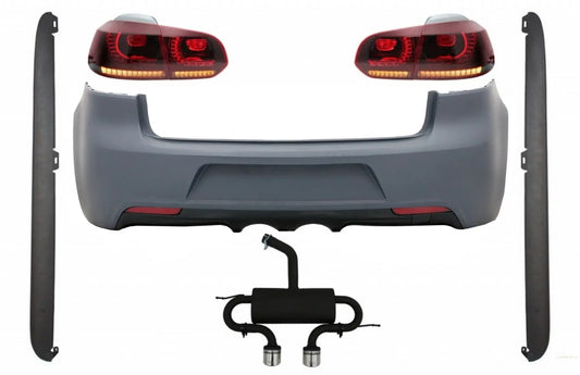 Heckstoßstange Mit Auspuffanlage Passend Für VW Golf 6 VI R20 Design Seitenschweller Und Rückleuchten Full LED Red Cherry Mit Dynamischen Blinkern KITT