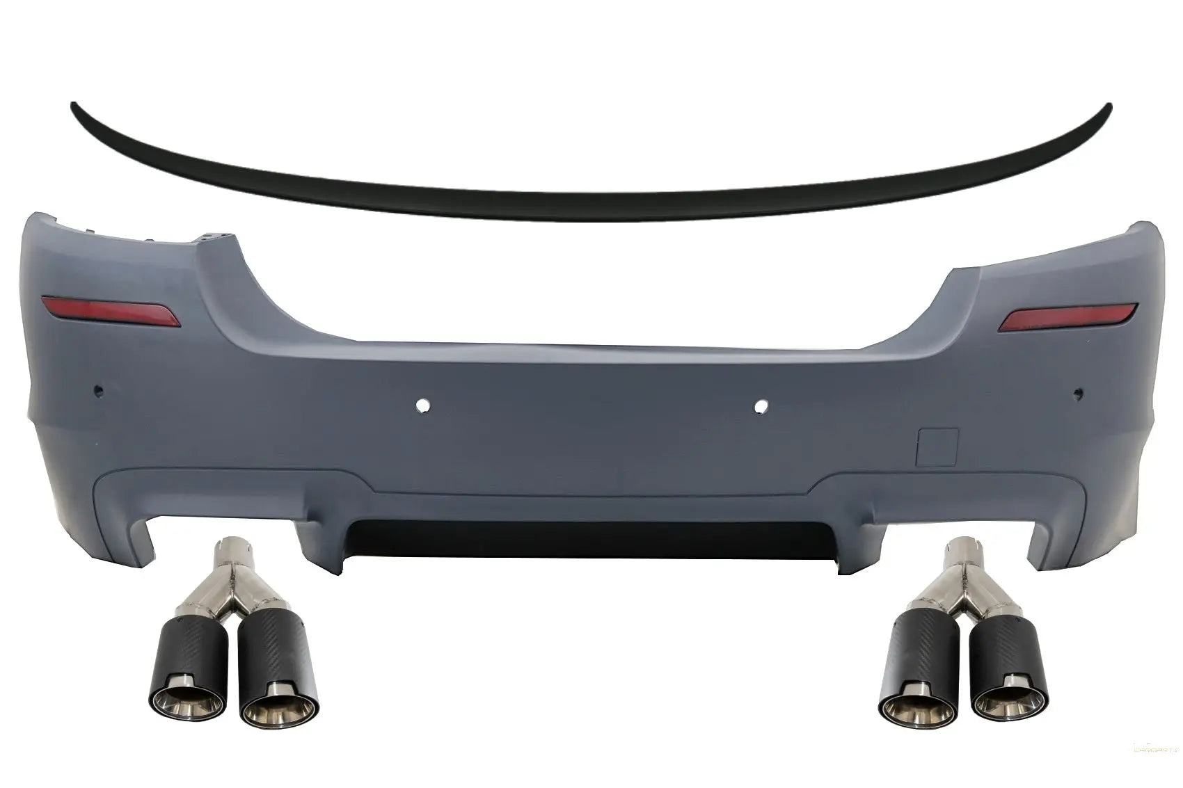 Heckstoßstange Mit Heckspoiler Und Doppel-Doppelauspuff Endrohren Kohlefaser Matt Passend Für BMW 5er F10 (2011-2017) M5 Design KITT