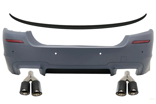 Heckstoßstange Mit Heckspoiler Und Doppel-Doppelauspuff Endrohren Kohlefaser Matt Passend Für BMW 5er F10 (2011-2017) M5 Design KITT