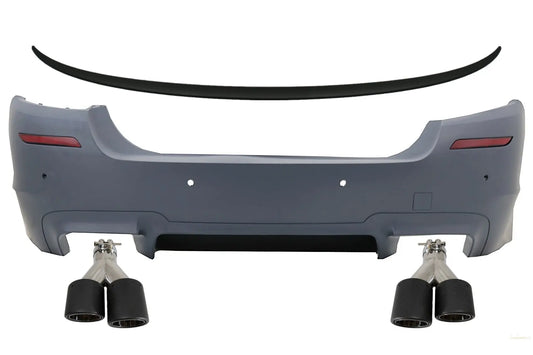 Heckstoßstange Mit Heckspoiler Und Doppel-Doppelauspuff Endrohren Kohlefaser Passend Für BMW 5er F10 (2011-2017) M5 Design KITT