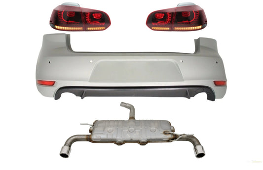 Heckstoßstange Passend Für VW Golf 6 VI (2008-2012) Mit Kompletter Abgasanlage Und Rückleuchten Voll-LED-Blinker Im Statischen GTI-Design KITT