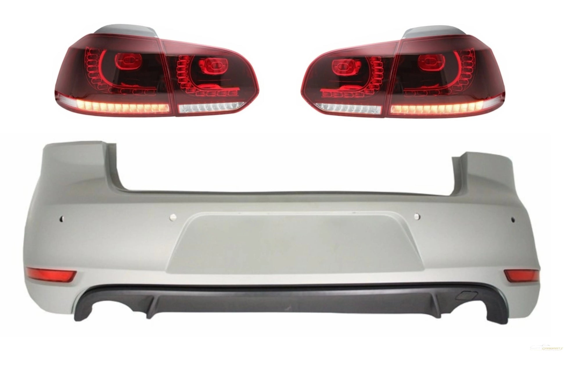 Heckstoßstange Passend Für VW Golf 6 VI (2008-2012) Mit Rückleuchten Full-LED Cherry Red GTI Design KITT