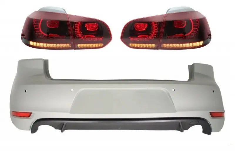 Heckstoßstange Passend Für VW Golf 6 VI (2008-2012) Mit Rückleuchten Voll-LED Rot/Smoke GTI Design KITT