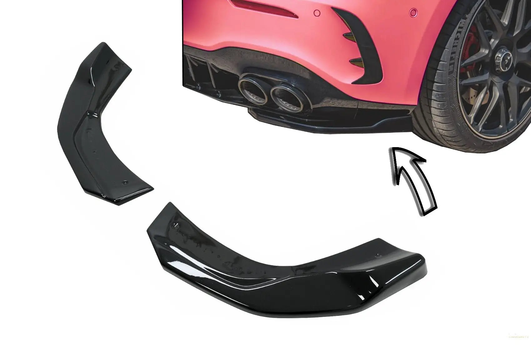 Heckstoßstange Seitensplitter Passend Für Mercedes A-Klasse W177 A35 A45 Fließheck (2018) Piano Black KITT