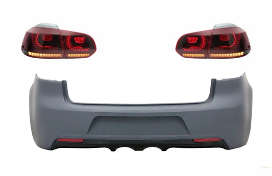 Heckstoßstange Und Rücklichter Voll-LED-Blinker Statisch Roter Rauch Geeignet Für VW Golf VI (2008-2013) R20-Design KITT