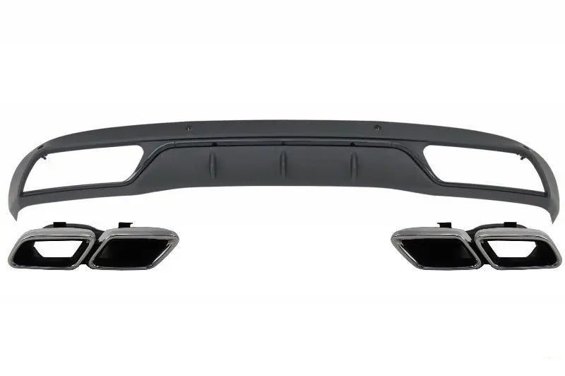 Heckstoßstangendiffusor Mit Endschalldämpfer Passend Für Mercedes C-Klasse W205 S205 (2014-2018) C63 Shadow Black Und Chrom Für Standardstoßstange KITT