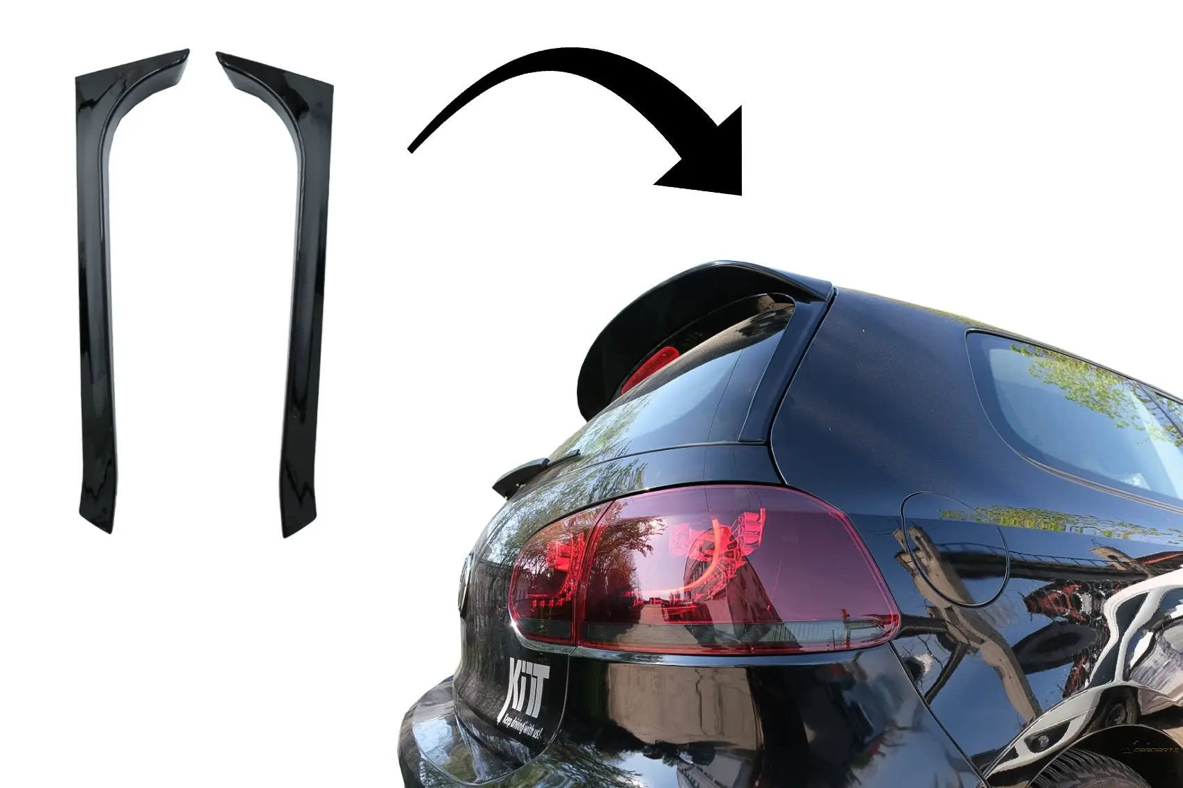 Kofferraum Heckscheibenspoiler Passend Für VW Golf 6 GTI / R Mk6 (2008-2012) Piano Black KITT