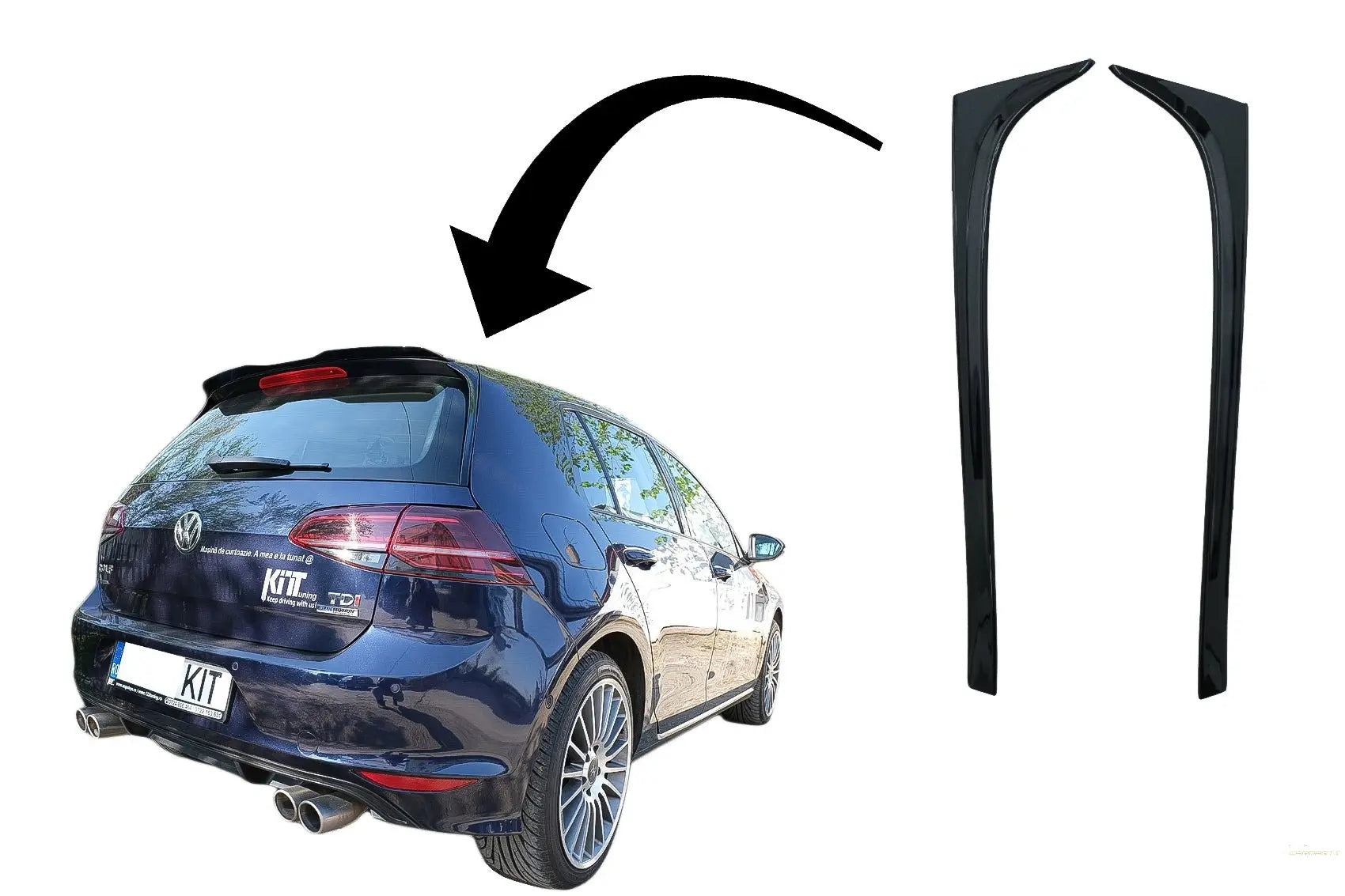Kofferraum Heckscheibenspoiler Passend Für VW Golf 7 & 7.5 (2012-2020) GTI Design Piano Black KITT