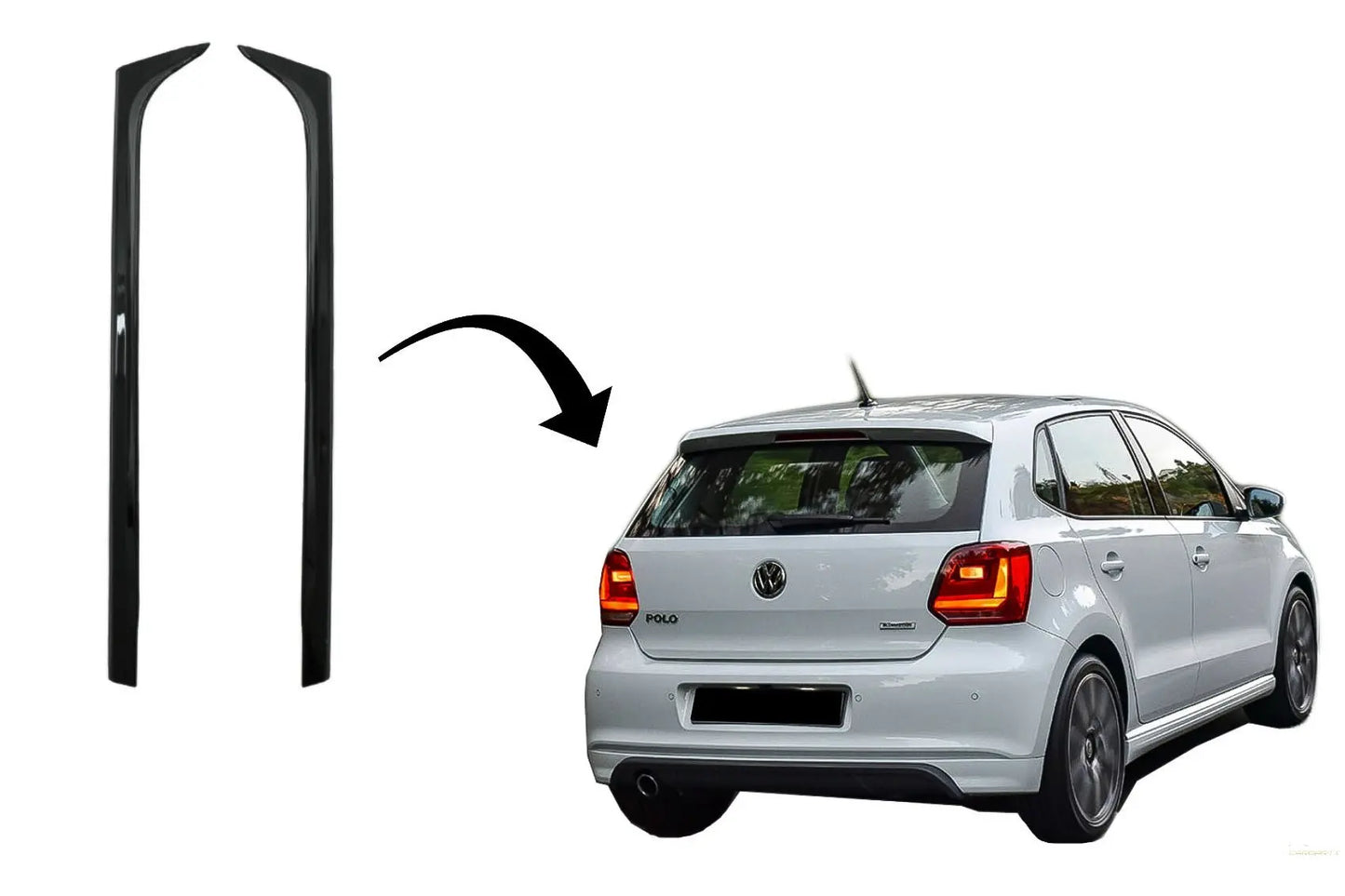 Kofferraum Heckscheibenspoiler Passend Für VW Polo 6R Mk5 (2009-2018) GTI Design Piano Black KITT