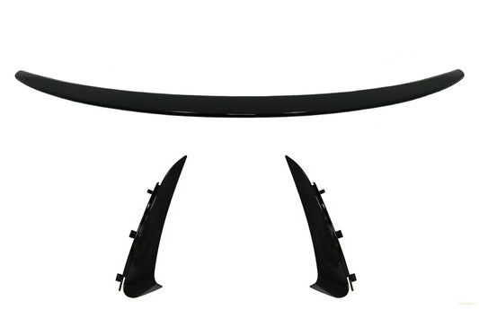 Kofferraumspoiler Mit Heckschürzenklappen Seitenflossen Flics Passend Für Mercedes C-Klasse Coupe C205 (2014-2019) Piano Schwarz KITT
