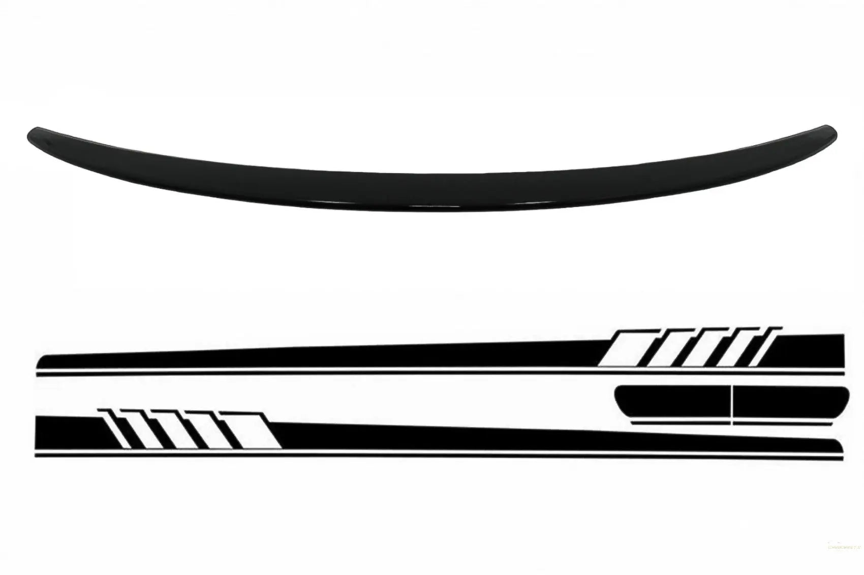 Kofferraumspoiler Mit Seitenaufklebern Aufkleber Vinyl Passend Für Mercedes C-Klasse Coupe C205 (2014-2019) Piano Schwarz KITT