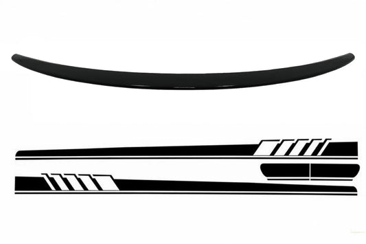 Kofferraumspoiler Mit Seitenaufklebern Aufkleber Vinyl Passend Für Mercedes C-Klasse Coupe C205 (2014-2019) Piano Schwarz KITT