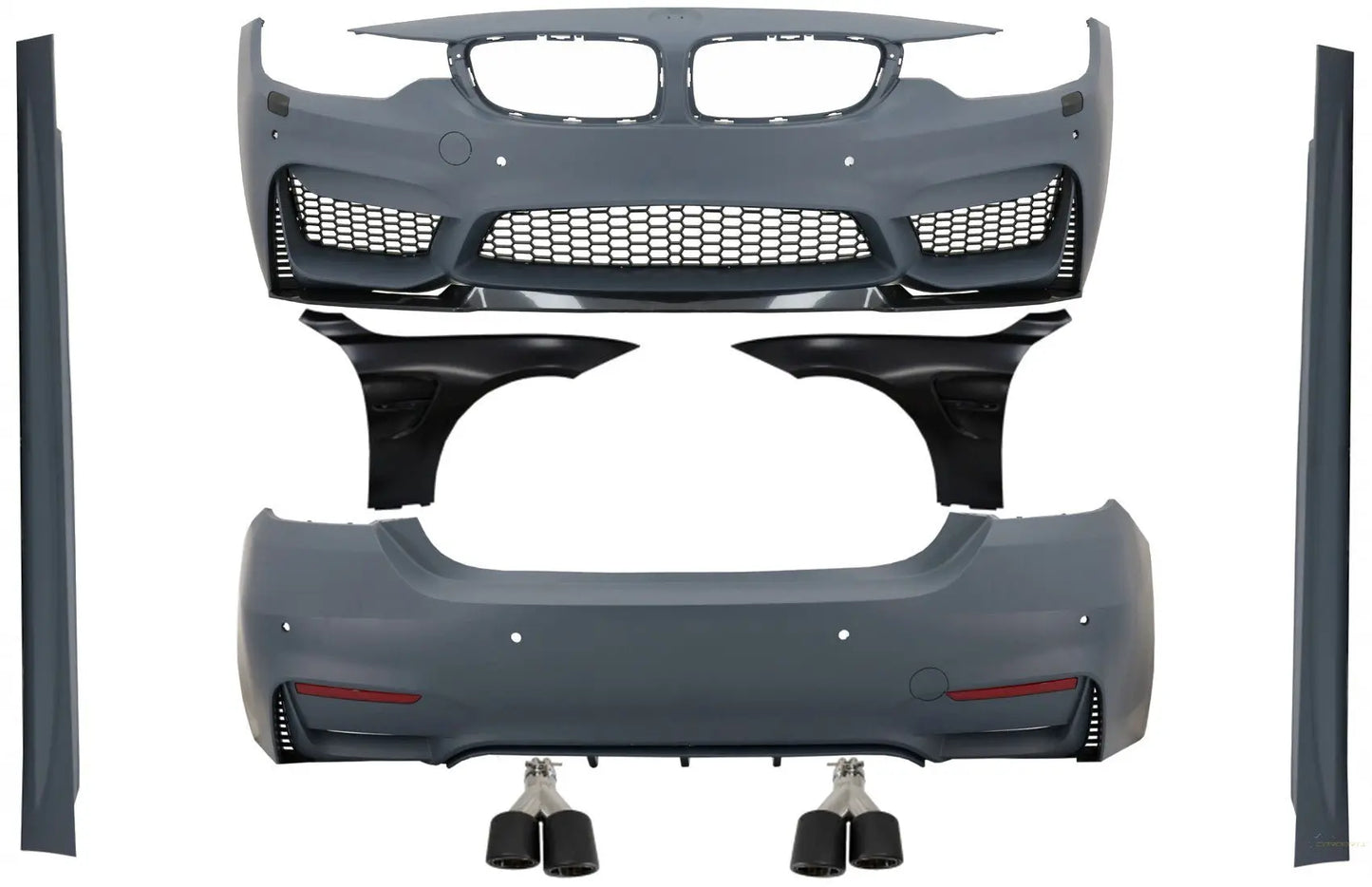 Komplettes Body-Kit Passend Für BMW 4er F32 F33 Coupé Cabrio (2013) Mit Vorderen Kotflügeln Und Zwei Doppelauspuffrohren Aus Kohlefaser M4-Design KITT