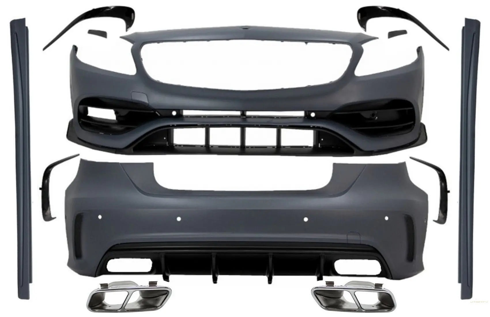 Komplettes Bodykit Mit Endrohren Passend Für Mercedes A-Klasse W176 (2012-2018) Facelift A45 Design KITT