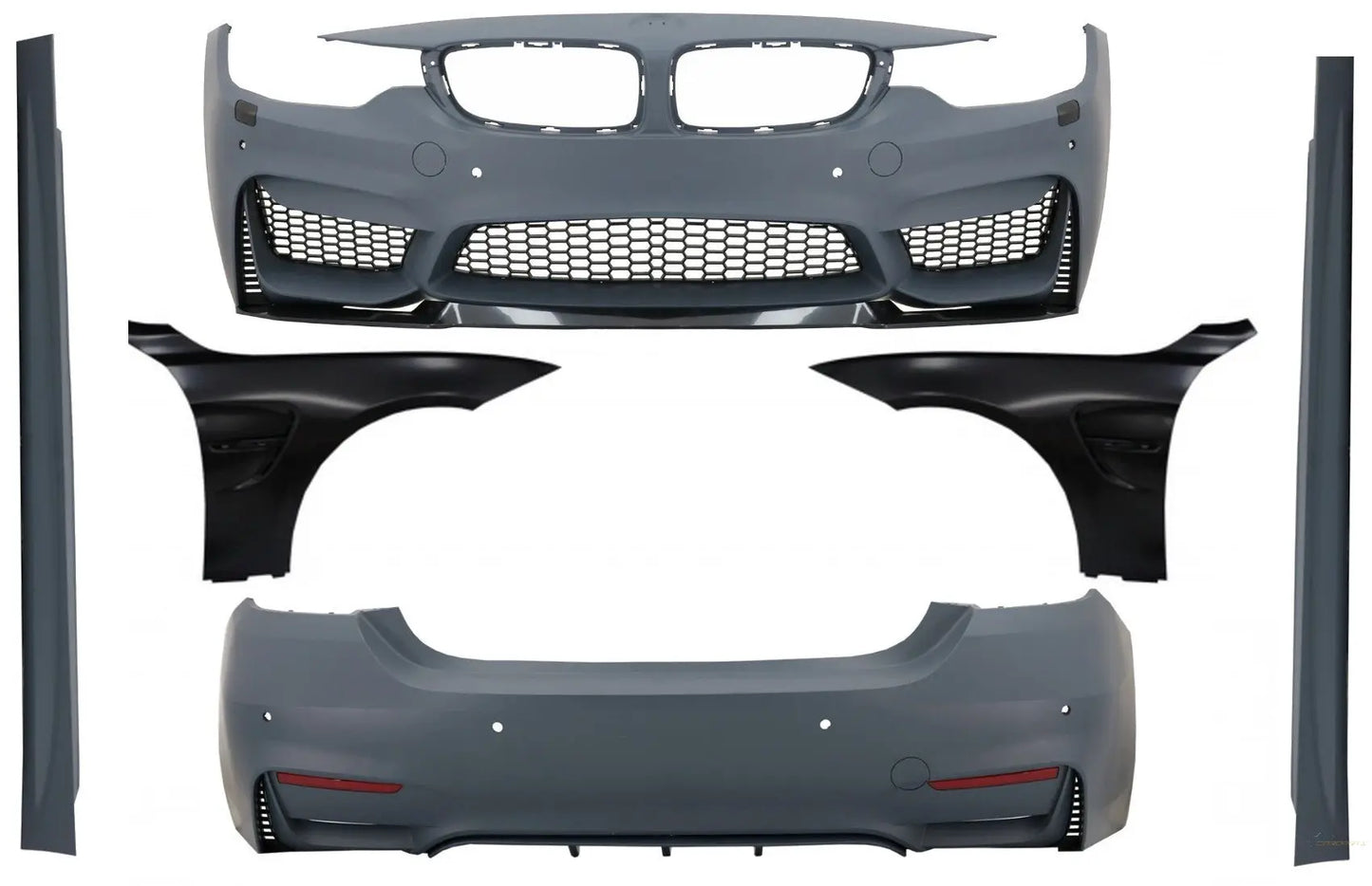 Komplettes Bodykit Mit Kotflügel Vorne Schwarz Passend Für BMW 4er F32 F33 Coupe Cabrio (2013-02.2017) M4 Design KITT Specials