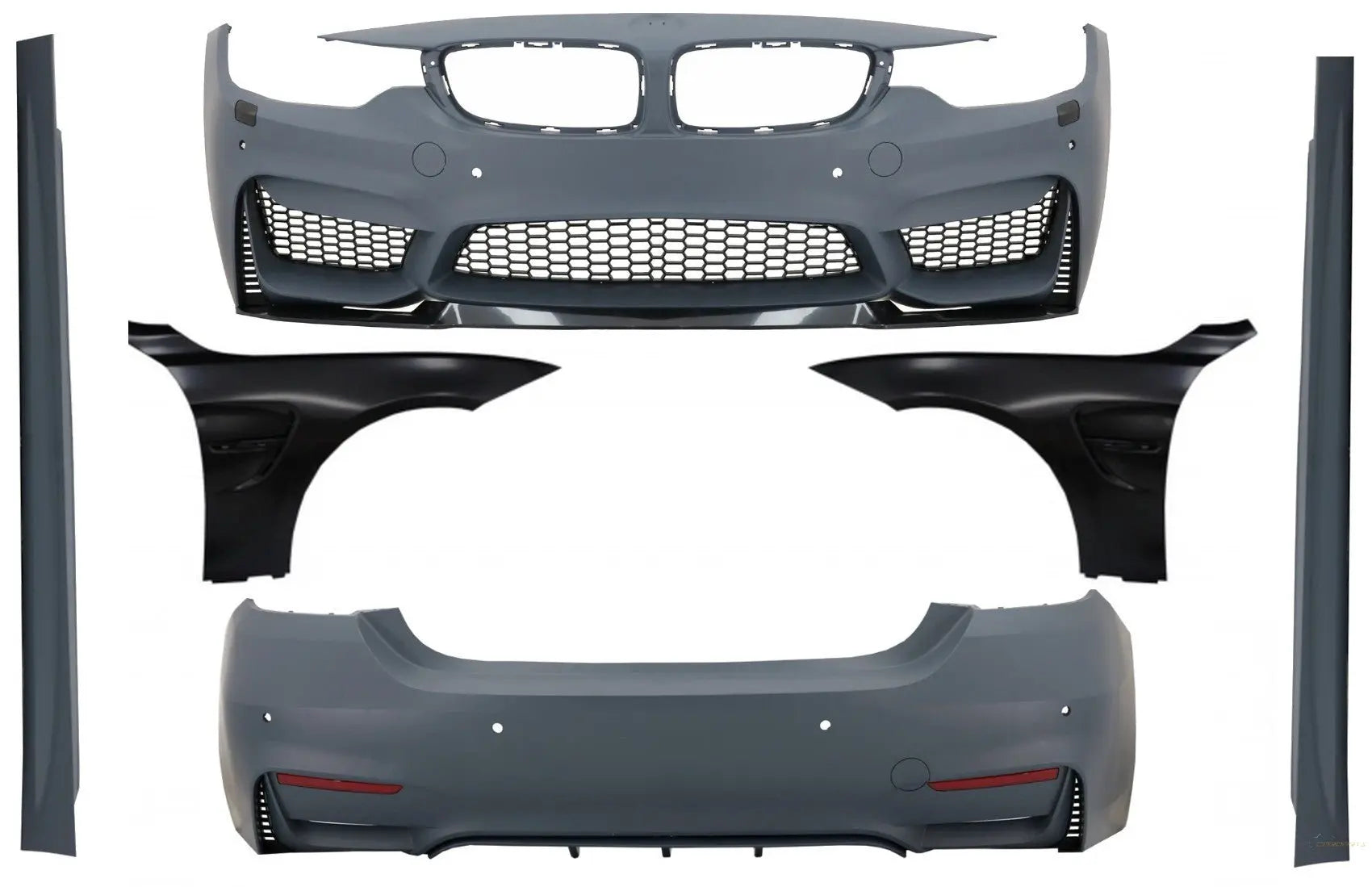 Komplettes Bodykit Mit Kotflügel Vorne Schwarz Passend Für BMW 4er F32 F33 Coupe Cabrio (2013-02.2017) M4 Design KITT Specials