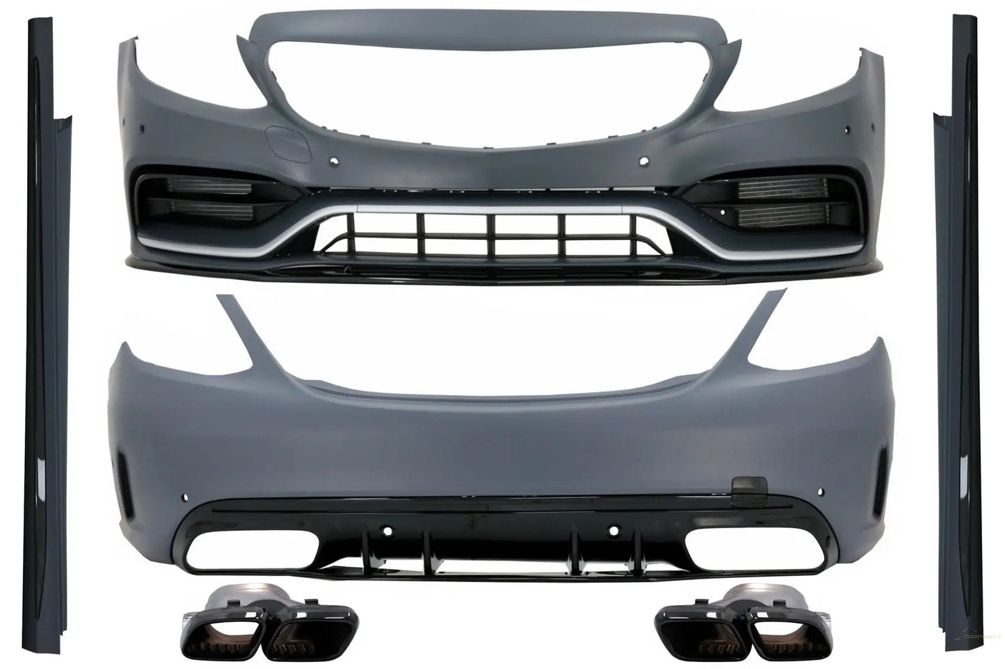Komplettes Bodykit Mit Schalldämpferspitzen Passend Für Mercedes C-Klasse W205 Limousine (2014-2020) C63s Edition 1 Design KITT