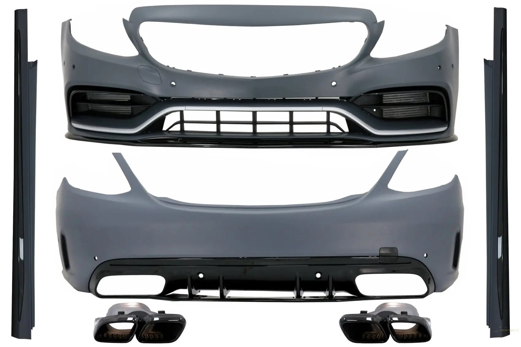 Komplettes Bodykit Mit Schalldämpferspitzen Passend Für Mercedes C-Klasse W205 Limousine (2014-2020) C63s Edition 1 Design KITT