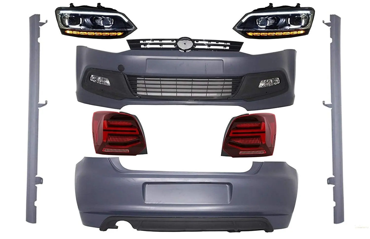 Komplettes Bodykit Mit Scheinwerfern Und Rückleuchten Voll-LED Passend Für VW Polo 6R (2009-Up) R-Line Design KITT