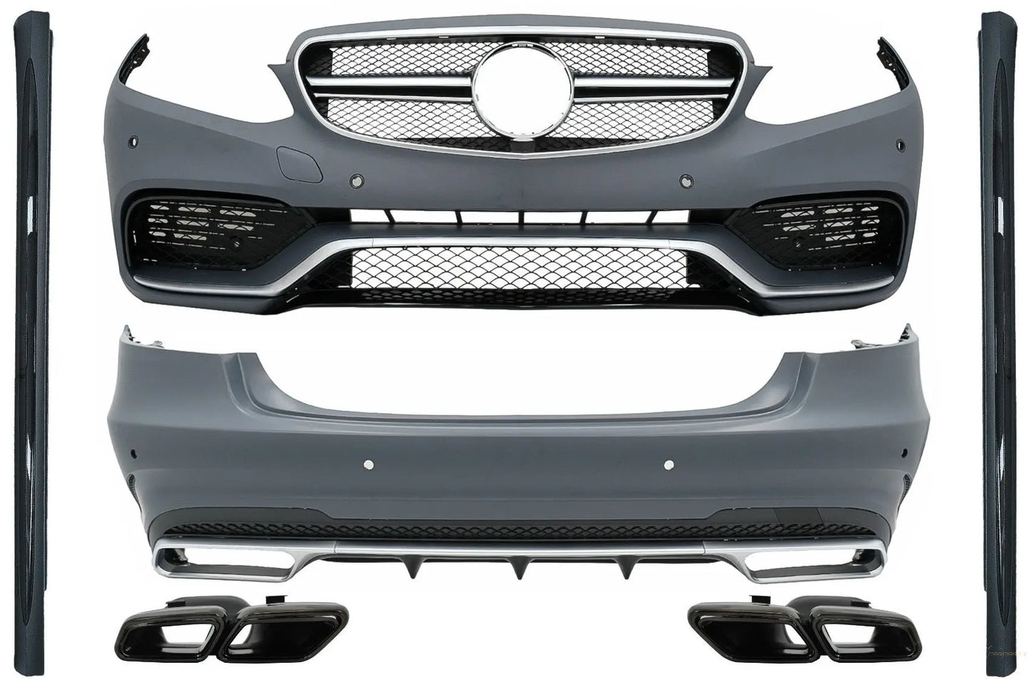 Komplettes Bodykit Mit Schwarzen Endrohren Passend Für Mercedes E-Klasse W212 Facelift (2013-2016) E63 Design KITT
