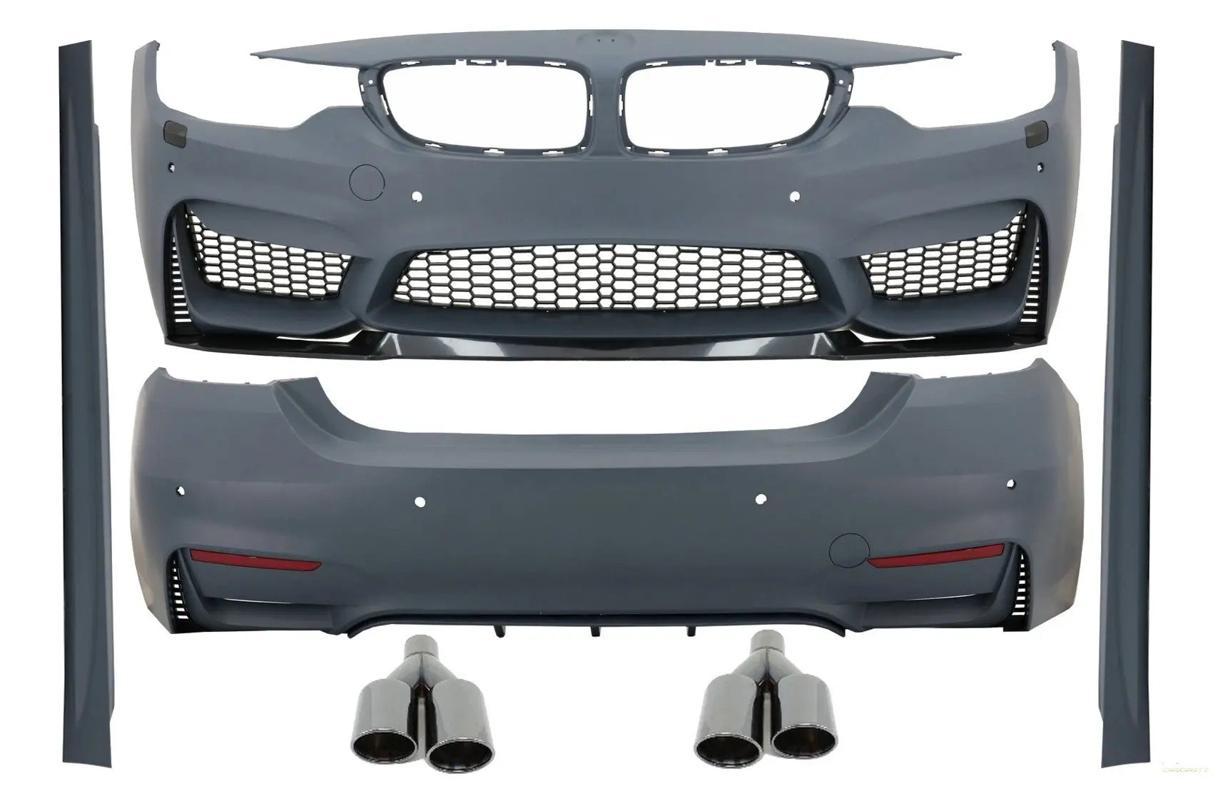 Komplettes Bodykit Passend Für BMW 4er F32 F33 (2013) M4 Design Coupé Cabrio Mit Auspuffblenden M-Power Black KITT