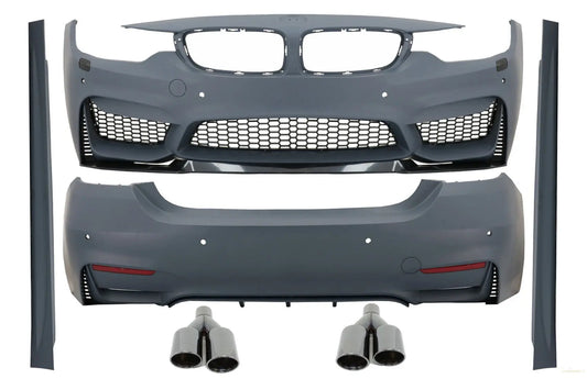 Komplettes Bodykit Passend Für BMW 4er F32 F33 (2013) M4 Design Coupé Cabrio Mit Auspuffblenden M-Power Black KITT