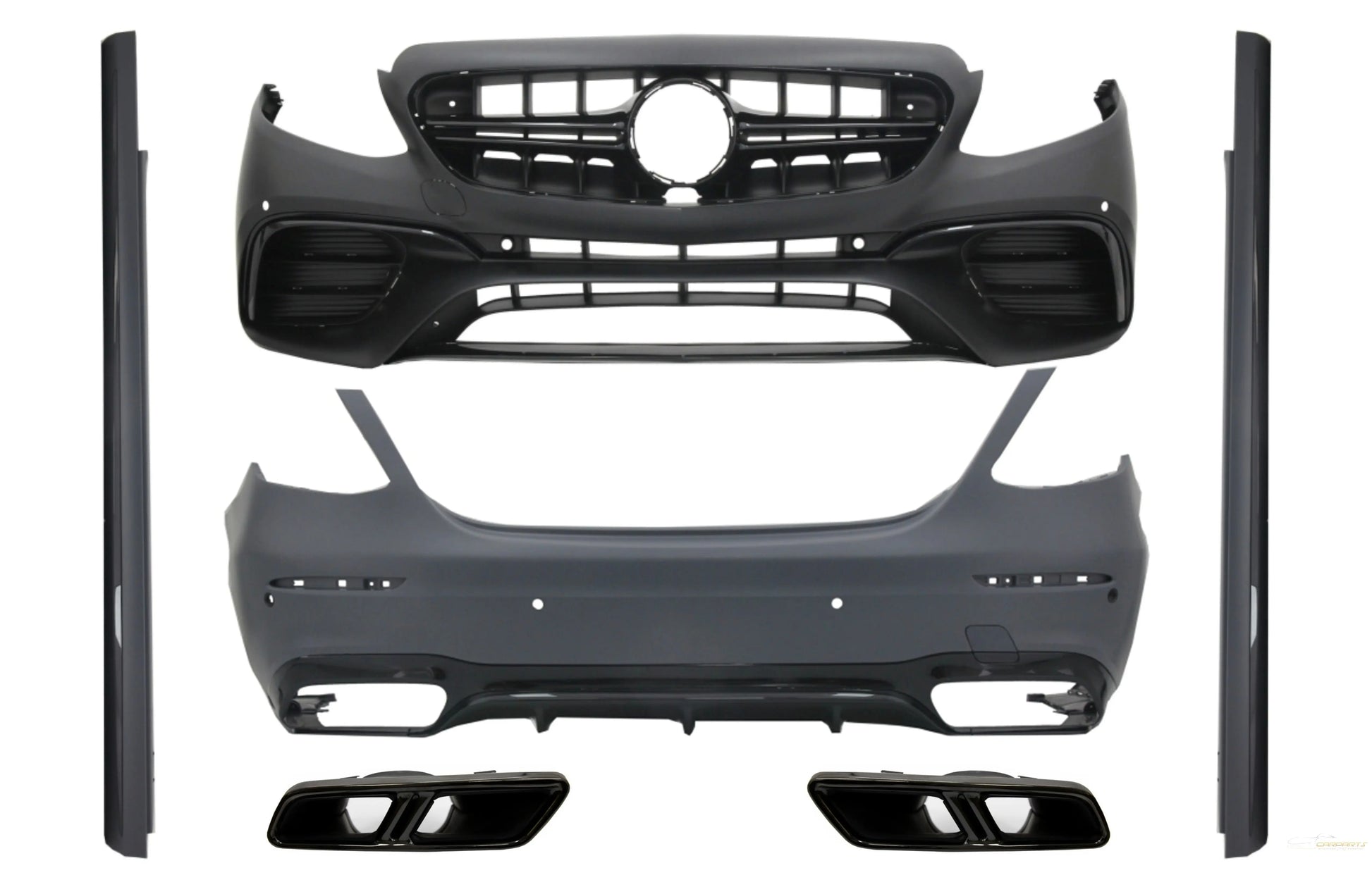 Komplettes Bodykit Passend Für Mercedes E-Klasse W213 (2016-2019) E63 Design Mit Endschalldämpfer Schwarz KITT