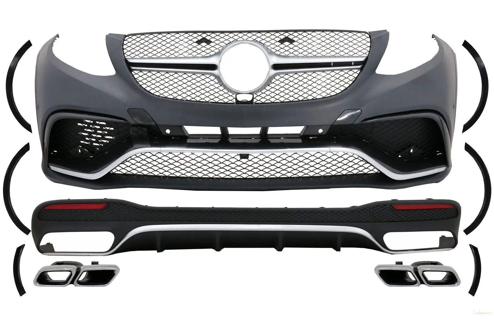 Komplettes Bodykit Passend Für Mercedes GLE W166 SUV (2015-2018) Schwarz Verchromt KITT